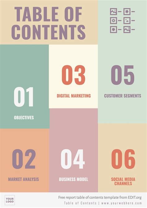 Table of Contents Design Templates