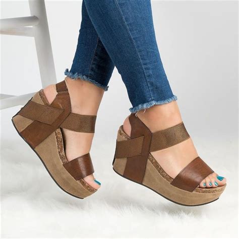 Large Size Slip On Double Band Wedges Sandals (With images) | Womens sandals wedges, Womens ...