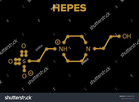 HEPES Molecule: Chemical Structure on Black Background