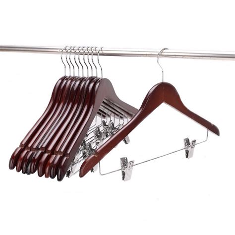 Lazery Wooden Hangers With Clips 10 Pack | Lazery