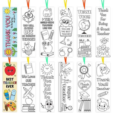 Haooryx 75Pcs Teacher Appreciation Color Your Own Bookmarks for Kids ...