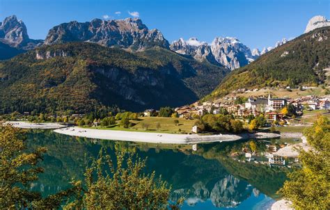 Wallpaper mountains, lake, Italy, Italy, Trentino Alto Adige, Molveno, Molveno Lake images for ...