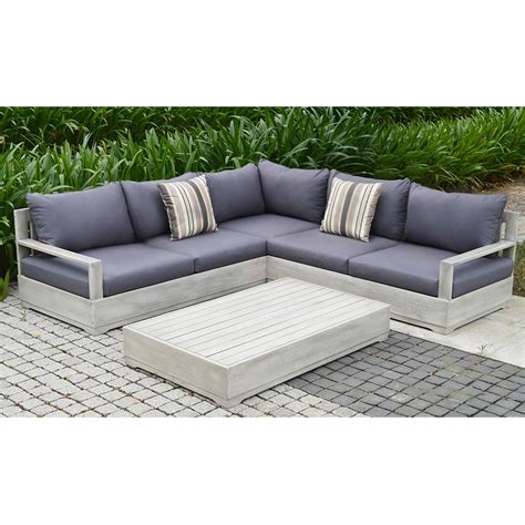 Beranda 3-Piece Eucalyptus Wood Outdoor Sectional Set with Cushions and Pillows-BERANDA3 - The ...