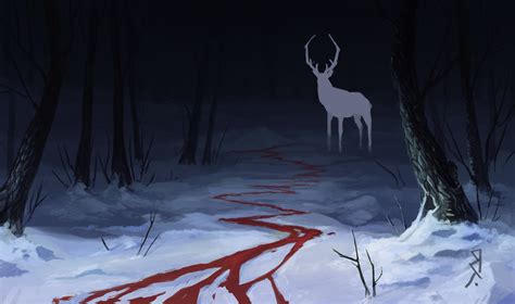 Dark Forest Drawings ~ Fantasy Art, Deer, Blood, Forest, Dark, Snow ...