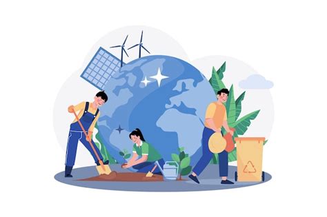 Premium Vector | Cleaning Earth Environment Illustration concept on white background