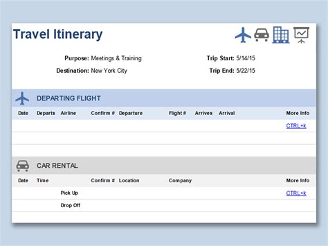 EXCEL of Travel Itinerary.xlsx | WPS Free Templates