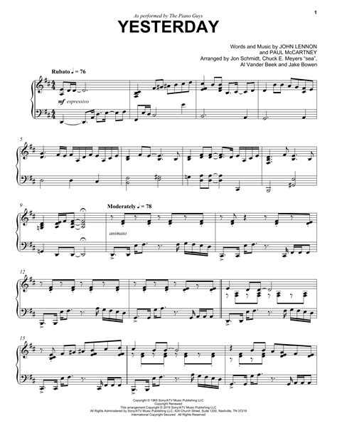 Yesterday (Piano Solo) - Print Sheet Music Now