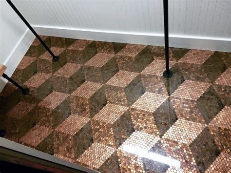 Top 60 Best Penny Floor Design Ideas - Copper Coin Flooring