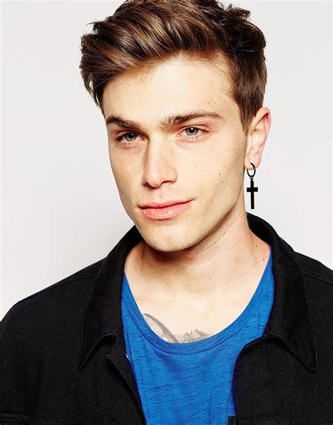 ASOS Cross Hoop Earrings In Black for Men - Lyst