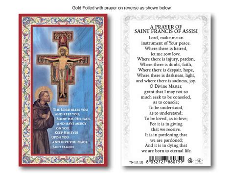 Holy Card: Prayer of St Francis of Assisi - Holy Cards General ...