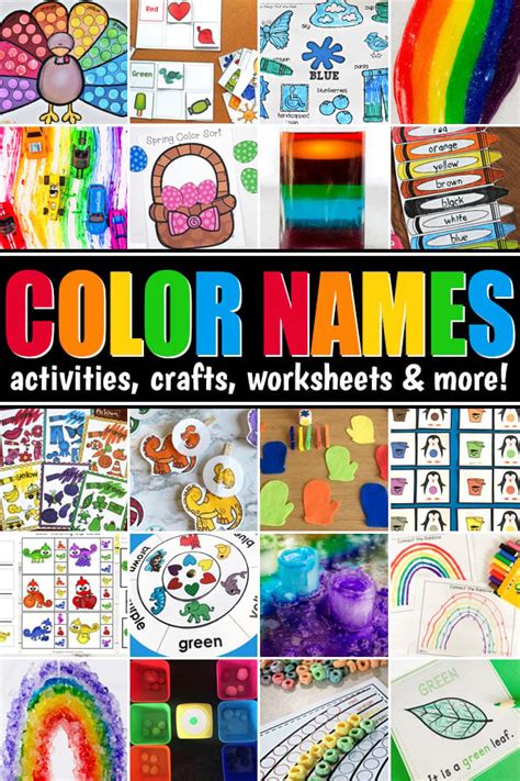 LOTS of Fun Color Name Activities, Crafts, Free Worksheets, and more!