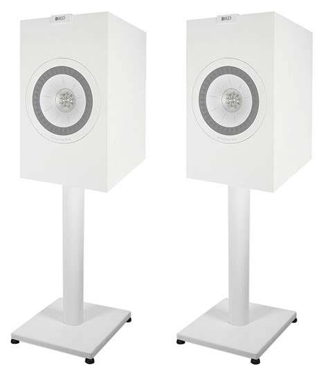 Pair 21” Steel White Stands For KEF Q150 Bookshelf Speakers Robust ...