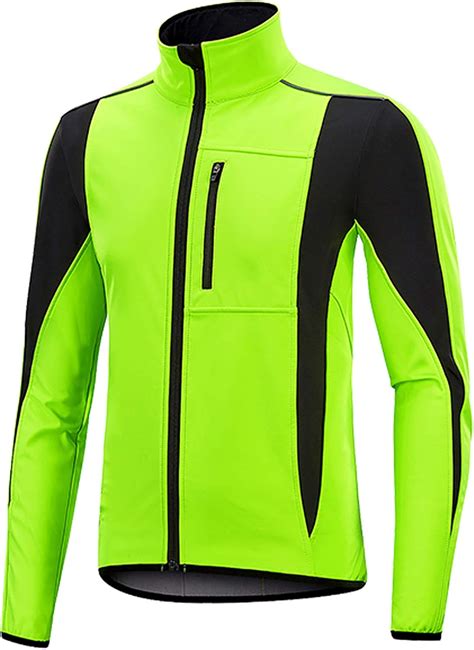 straw Mens Winter Windproof Waterproof Cycling Jacket, Fleece Thermal High Visibility MTB ...