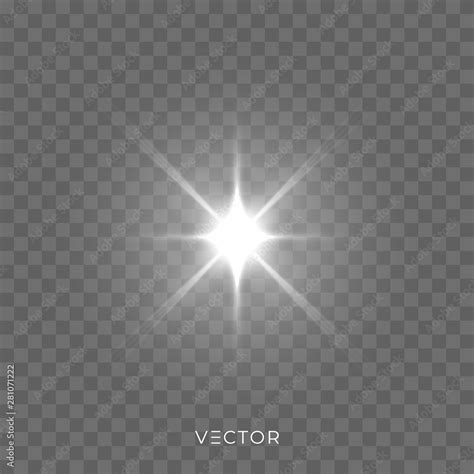 Star light shine, starlight rays lens flare effect on transparent background. Vector Christmas ...