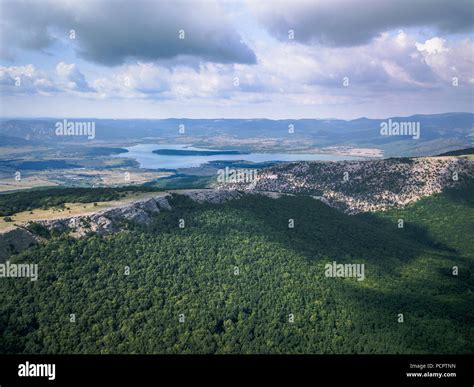 Aerial view mountains and sea from drone Stock Photo - Alamy