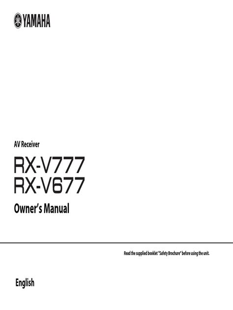 Yamaha RX-V677 Manual | PDF | Hdmi | Loudspeaker