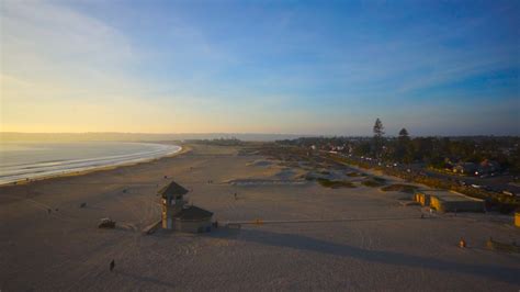 Aerial Stock Drone Footage of Beach Sunset