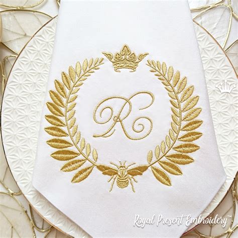 Machine Embroidery Design Napoleonic bee Blank Monogram | Royal Present ...