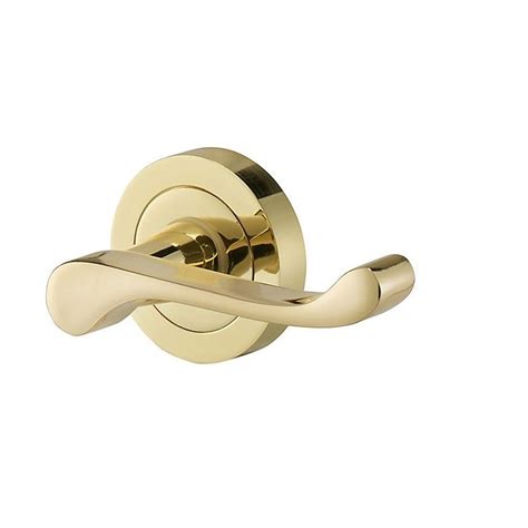 Colours Polished Brass effect Aluminium Scroll Latch Push-on rose Door ...