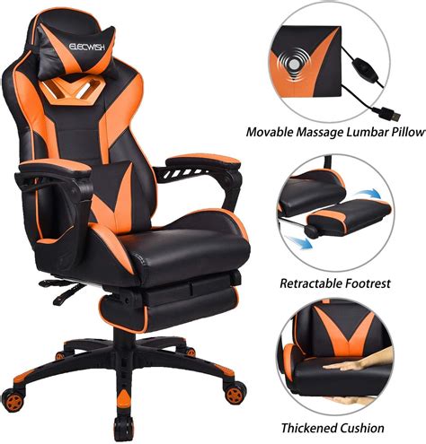 Elecwish Ergonomic & Lumbar Support Swivel Gaming Chair, Orange - Walmart.com