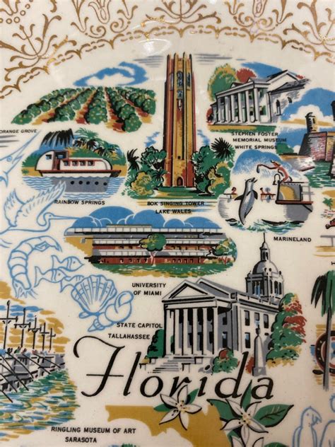 Vintage Florida Souvenir Plate Florida State Plate Rhythm by | Etsy