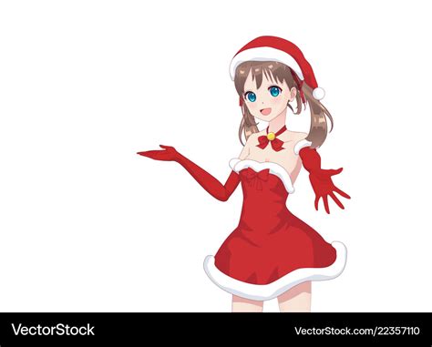 Anime manga girl dressed in santa claus costume Vector Image