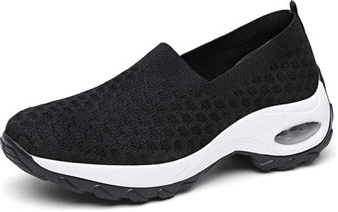 CrazycatZ Women Slip on Loafers Breathable Knit Walking Shoes Arch Support Sneaker: Amazon.co.uk ...