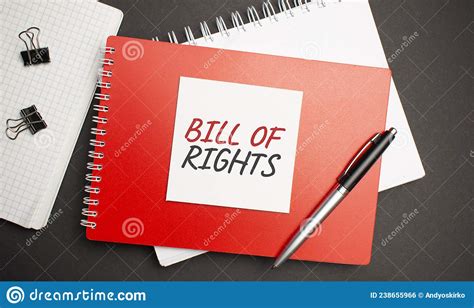 BILL of RIGHTS Sign on Sheet of Paper on the Red Notepad with Pen Stock ...