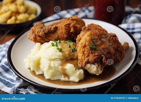 Classic Southern-style Fried Chicken, with Mashed Potatoes and Gravy ...