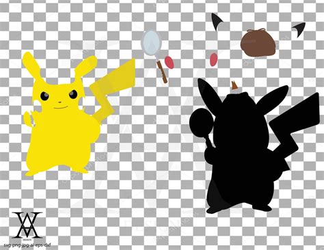 Detective Pikachu pokemon clipart vector. INSTANT DOWNLOAD | Etsy