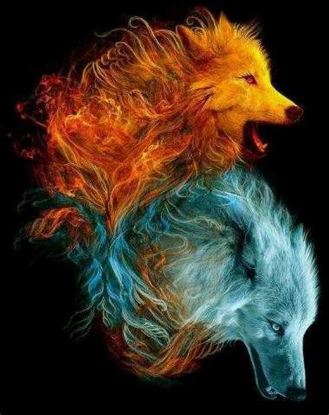 Loups feu et glace | Wolf spirit, Wolf love, Fantasy wolf