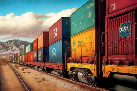 Premium Photo | Cargo train with large number of attached container cars