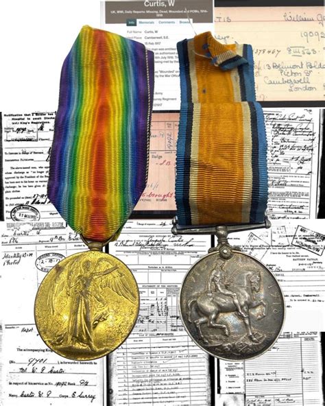 WW1 British Medal Duo To Wounded Pte W G Curtis East Surrey Regiment in ...