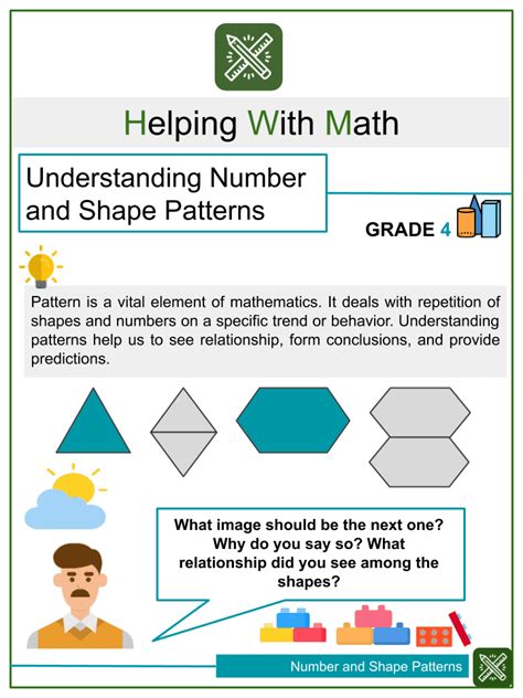 Understanding Number and Shape Patterns 4th Grade Math Worksheets