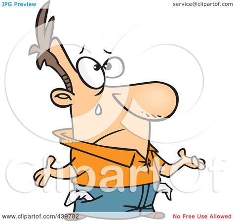 Royalty-Free (RF) Clip Art Illustration of a Cartoon Broke Man Crying With Turned Out Pockets by ...