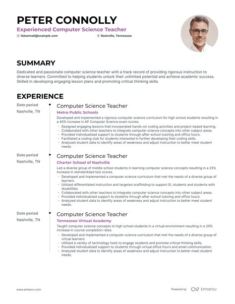 5 Computer Science Teacher Resume Examples & Guide for 2024