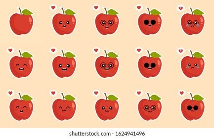 Apple Healthy Food Concept Emoji Emoticon Stock Vector (Royalty Free ...