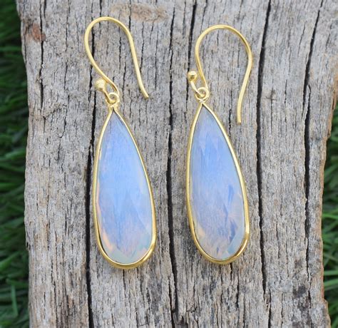 Opal Earrings Gold Earrings Dangle Earrings Organic Earrings | Etsy