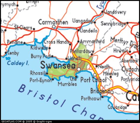 Map of Wales, Swansea, UK Atlas