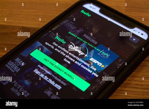 Hulu website on an iPhone. There are Hulu, Disney Plus (Disney+) and ...