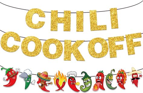 Amazon.com: Chili Cook Off Banner Decorations, 41x24 Inch Fabric Chili Cook Off Contest Banner ...