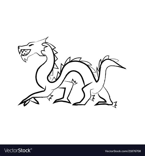 Outline draw dragon Royalty Free Vector Image - VectorStock