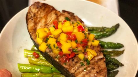 GRILLED SWORDFISH WITH MANGO SALSA | EASY RECIPE