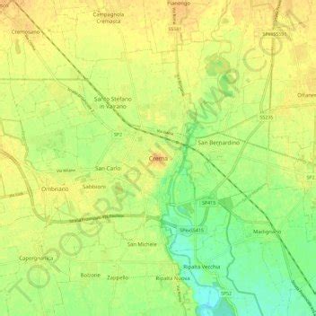 Crema topographic map, elevation, terrain