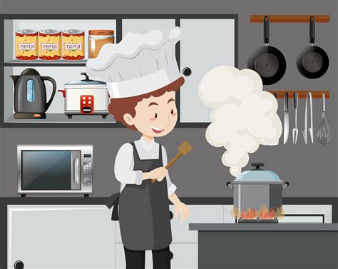 An Italian Chef Cooking Pasta 303399 Vector Art at Vecteezy