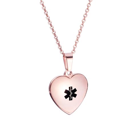 LinnaLove Free Engraving Heart Charm Medical ID Alert Necklaces for Wo | LinnaLove