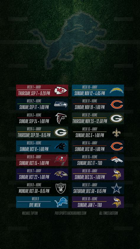 2023 schedule wallpaper : r/detroitlions