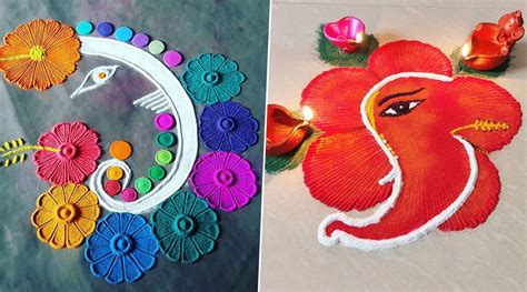 Ganeshotsav 2020 Rangoli Designs With Easy Video Tutorial: Beautiful Lord Ganesha Dot Rangoli ...