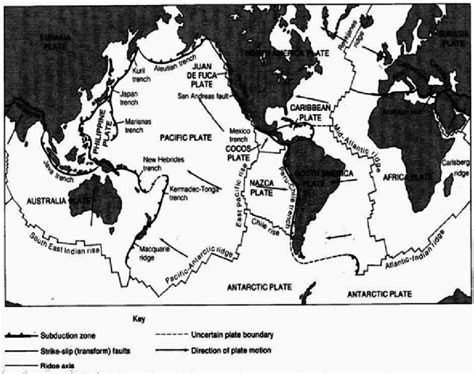 The major tectonic plates, mid-oceanic ridges, trenches and transform... | Download Scientific ...