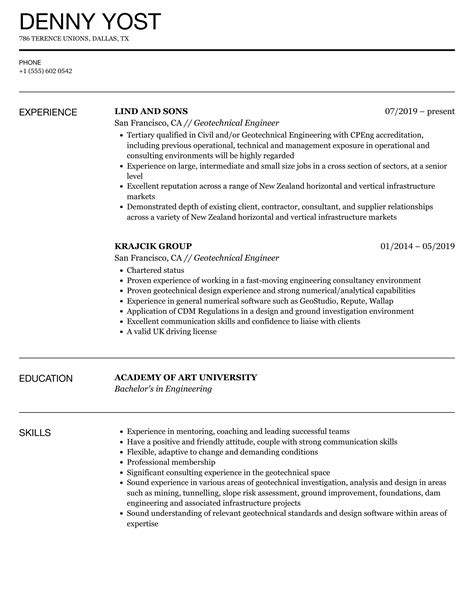 Geotechnical Engineer Resume